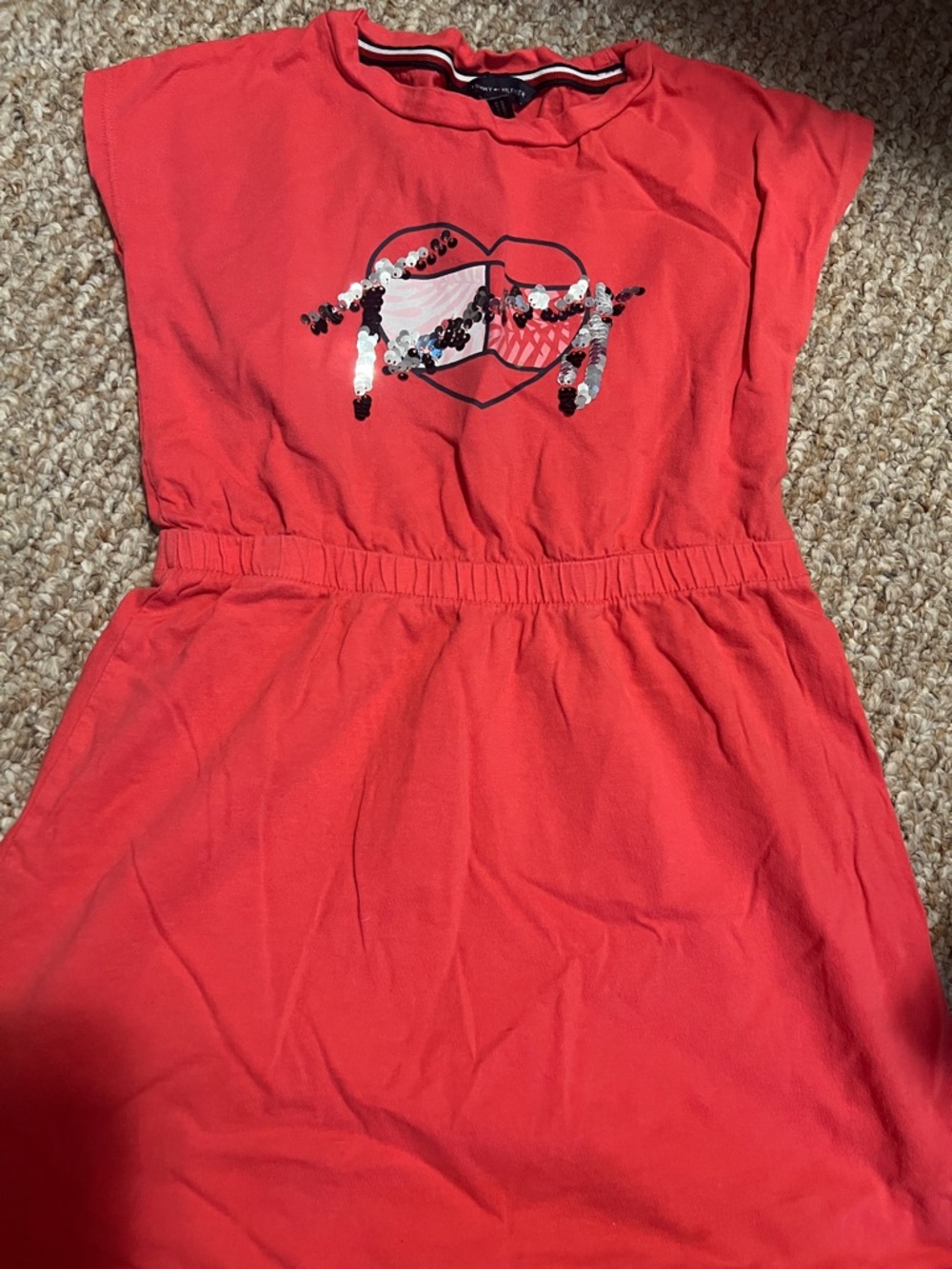 Tommy Hilfiger Red Girls' Sequin Heart Casual Dress